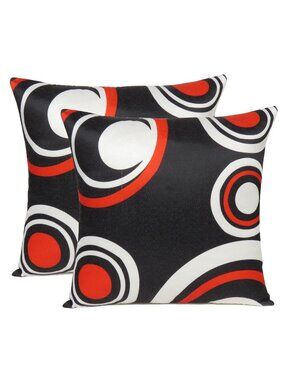 Oussum Home Decor Square Pillow Case Cotton Circle Print Cushion Cover Set of 2